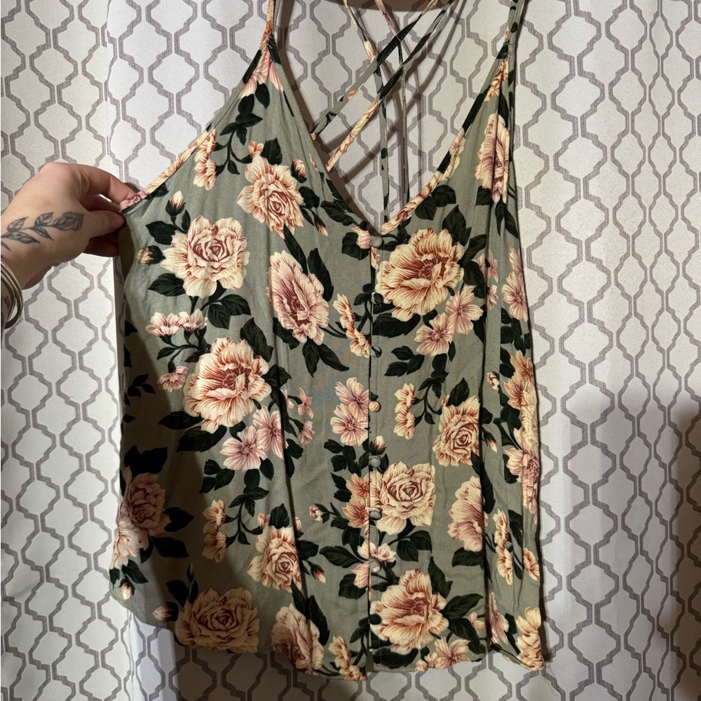 American Eagle Outfitters Floral Camisole in Green and Pink